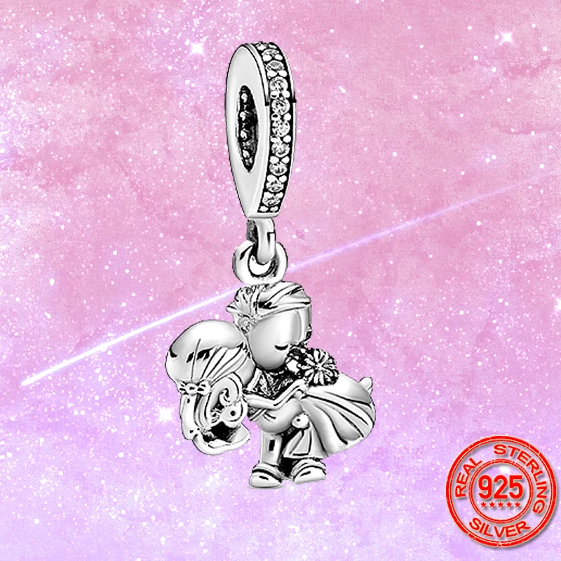 

Romantic 925 Sterling Silver Married Couple Lovers Dangle Charm Beads Fit Original Pandora Charm Bracelet Fine Jewelry Gift