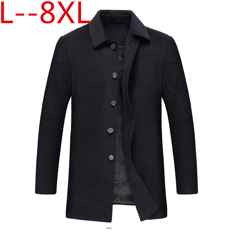 Размера плюс 10XL 8XL 6XL куртки и пальто однобортные повседневные мужские шерстяные