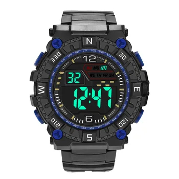 

Outdoor Sports Mens Electronic Watch Waterproof Black Silicone Strap Luminous LED Display Digital Watches Men Wristwatch Womens