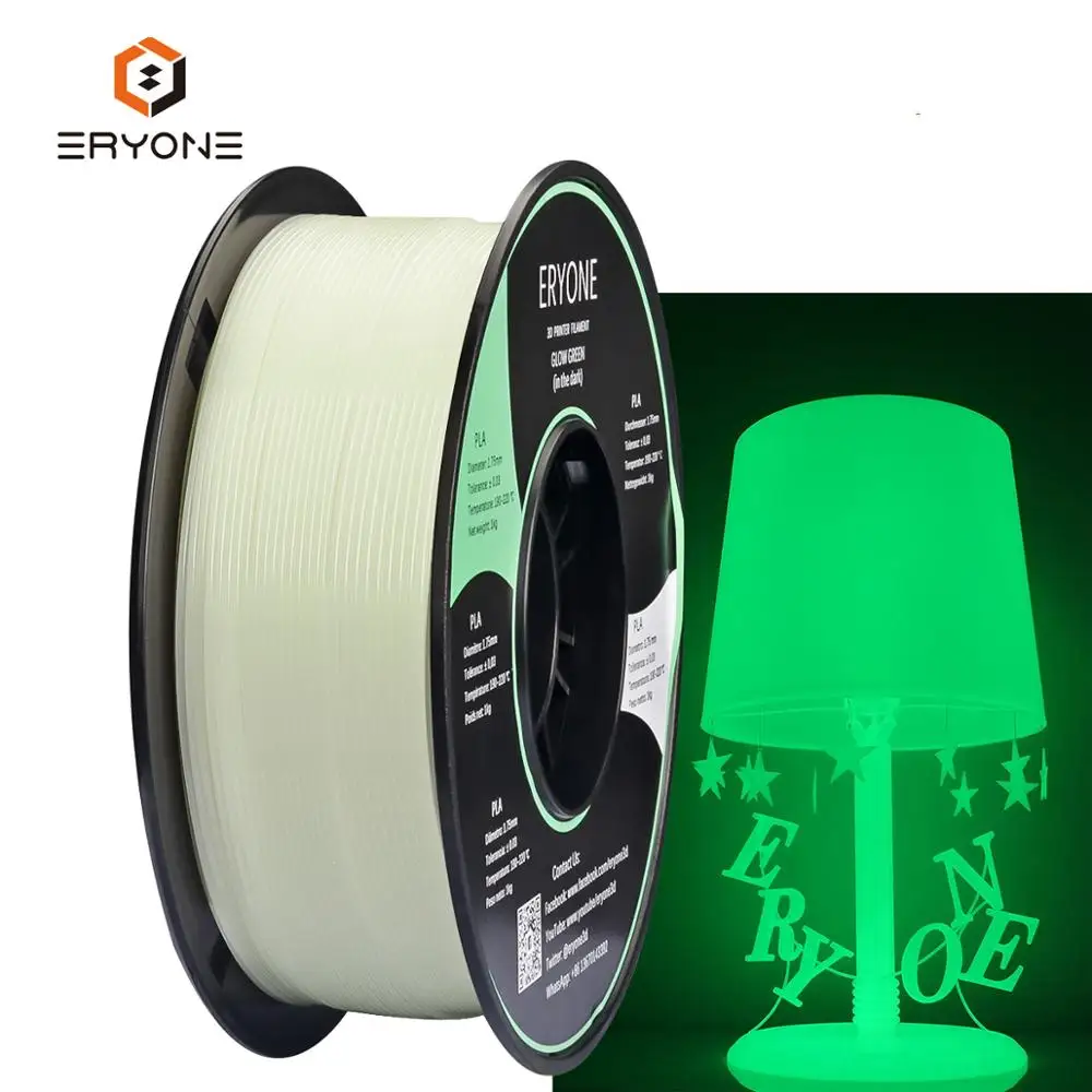 Barato Erione-filamento PLA luminoso, materiales de impresión 3D, 1,75mm, 1kg, verde en la oscuridad, plástico PLA, 1kg, 1,75mm WDgb85wzV