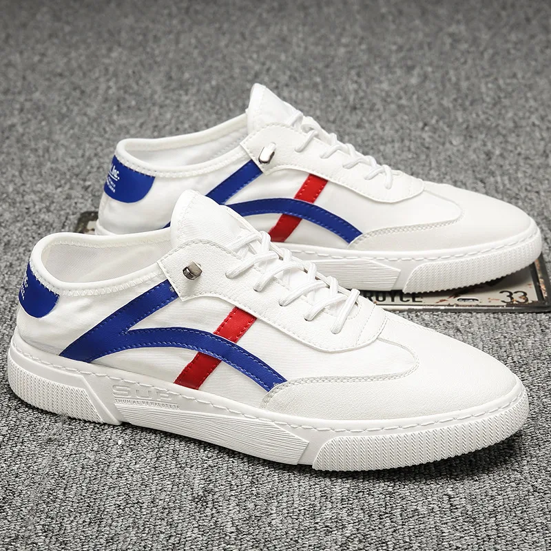 

QWEDF 2019 Fashion High Quality Canvas Casual White Shoes Mens Brogue Shoes Loafers Man business work men's shoes G11-02