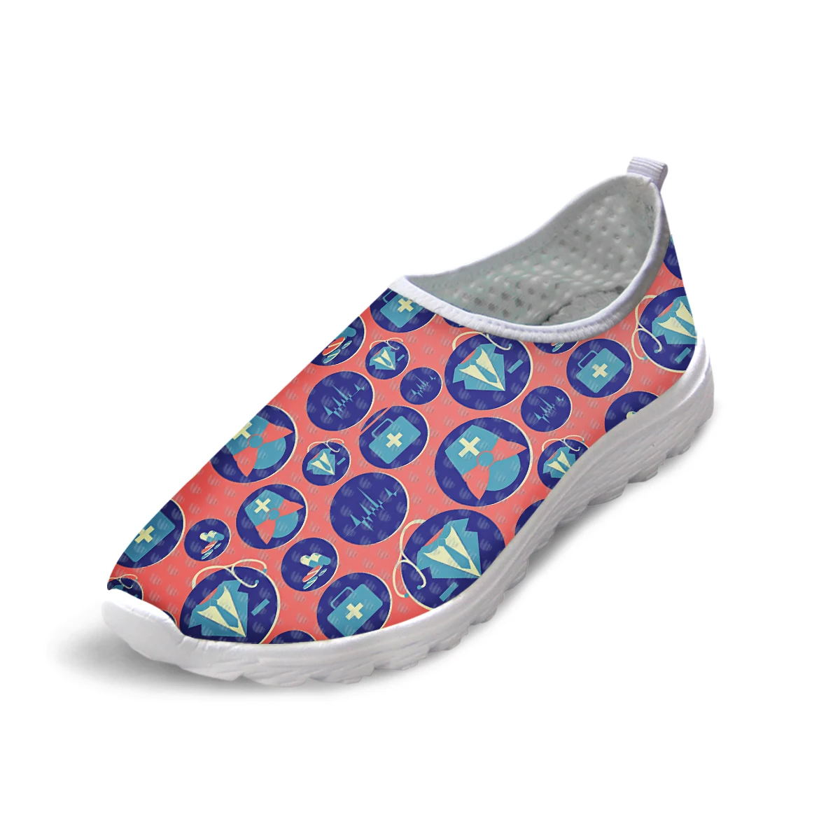 THIKIN Cute Nurse Causal Summer Women's Flats Running Shoes Nursing Medical Tools Pattern Sport Sneaker Female Zapatos De Mujer