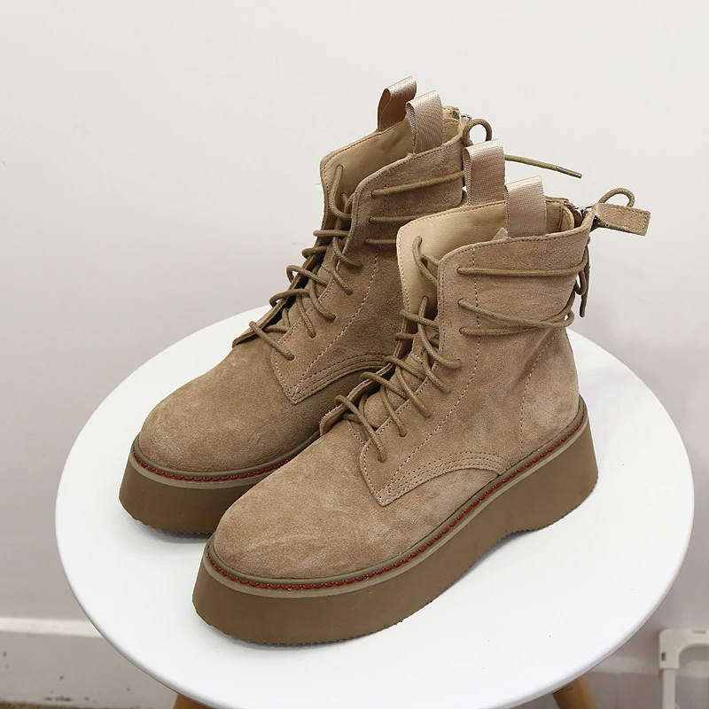 Cena Botki damskie Chunky Heel buty na platformie damskie buty damskie zimowe buty w stylu Street kobieta Martin buty botas mujer 2019