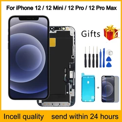 RJ Incell-pantalla táctil LCD para iPhone, montaje de digitalizador sin píxeles muertos con regalos, para iPhone 12, 12, mini, 12Pro, Max, 100%
