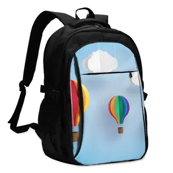 

Bags School Bags For Boy Girl TeenagerColorful Hot Air Balloon And Cloud USB Charge Computer Laptop Back Pack