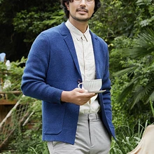 Мужская Трикотажная пуговица ZHILI с отложным воротником и v-образным вырезом, шерстяной кардиган с карманами