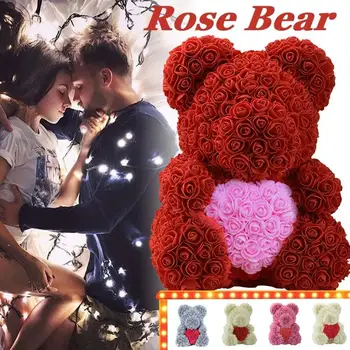 

LOVE Heart-Shaped Artificial Rose Rose Bear Romantic Lovely Simulated Toy Valentine'S Day PE Girlfriend Decorations Gift