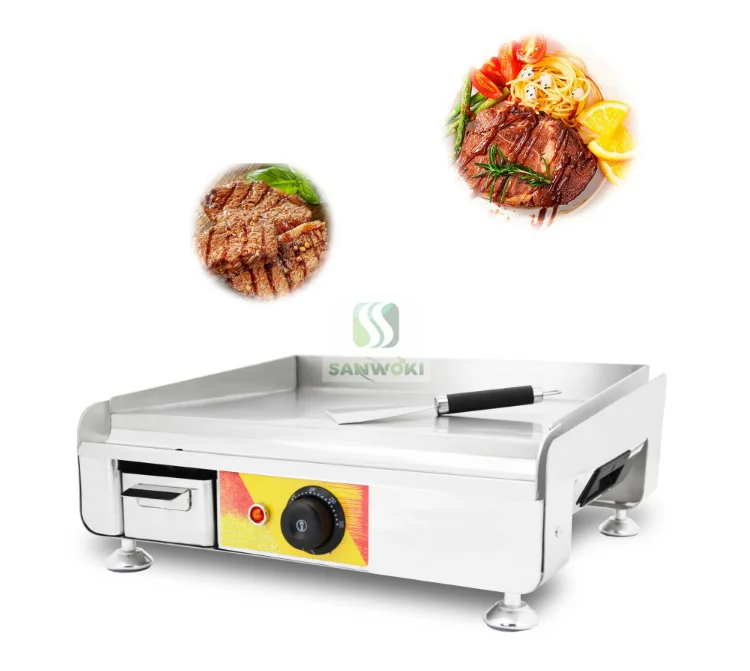 Electric stove Teppanyaki grill stainless steel flat plate steak frying giddle squid tofu baked cake cold noodle machine 6