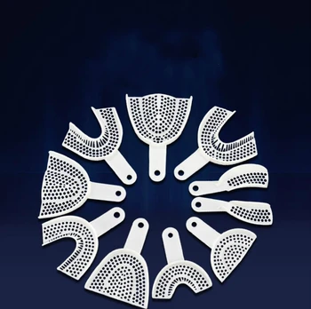 

30pcs Disposable Dental Plastic Impression Tray Perforated Upper Lower Full Arch Plaster Trays Spoon Dentistry Lab Materials