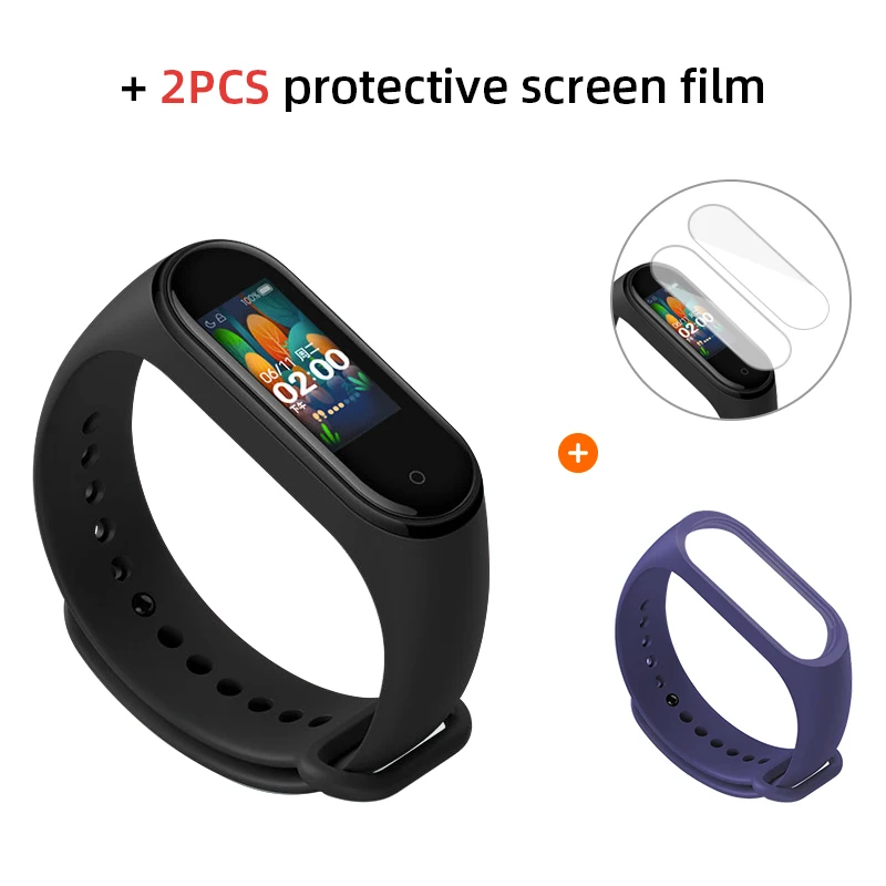 Xiaomi mi band 4 Смарт-часы глобальная версия фитнес браслет с пульсометром активности фитнес-трекер Смарт браслет здоровья цветной дисплей новинка умный шагомер с измерением давления - Цвет: Add Blue n 2PCS