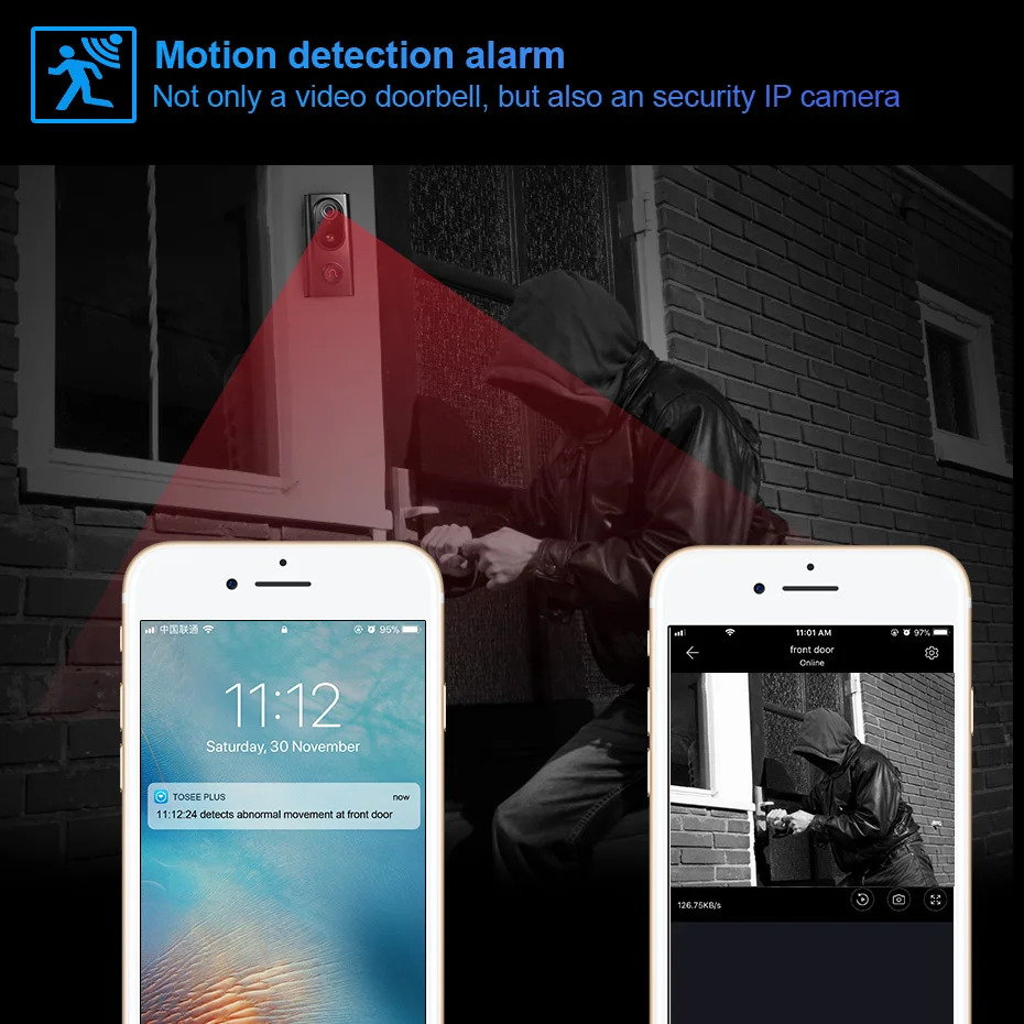 KERUI WIFI Video Doorbell Wireless Intercom Doorbell HD 960P WIFI Camera Door bell Night Vision APP View WIFI Intercom Doorbell