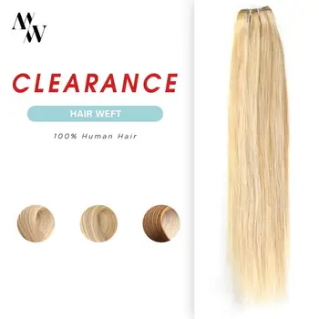 

MW Straight Human Hair Weft 100% Natural Straight Machine Made Remy Hair Weaves Bundles 20" 24" 100g Piano Color Sew In Weft