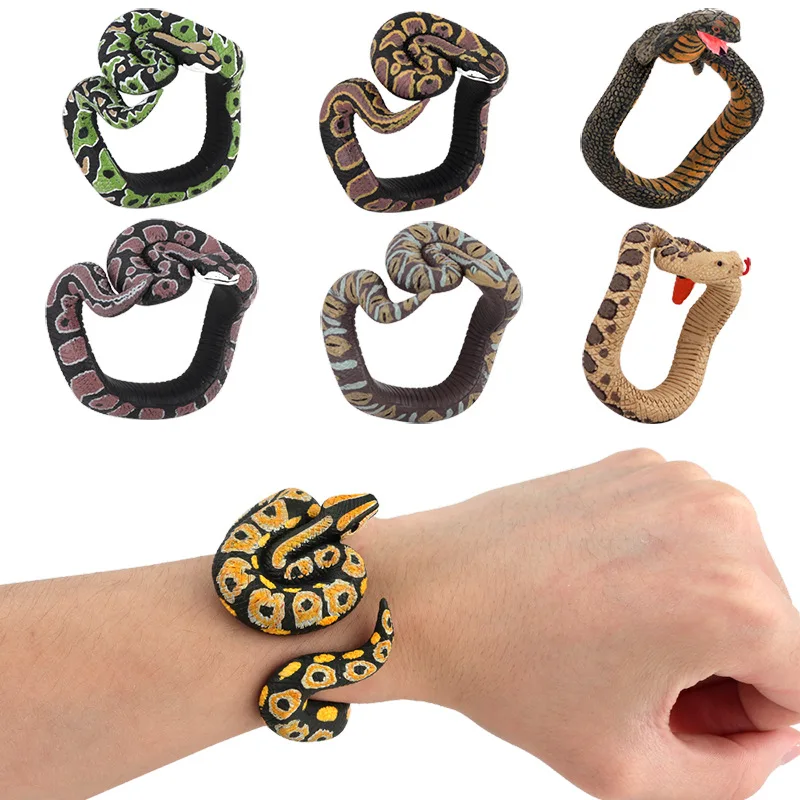 Novelty toy simulation snake resin fake snake bracelet scary rattlesnake cobra horror funny birthday party toy joke prank gift
