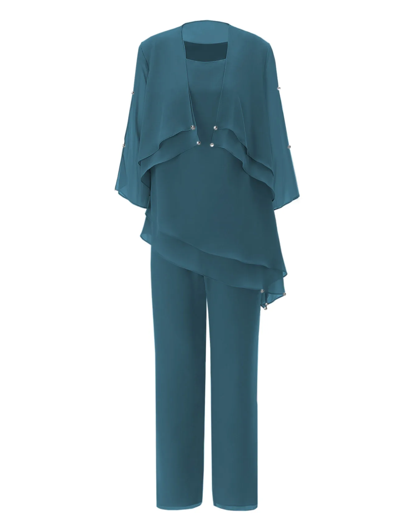Teal SOLOVEDRESS темно-синего цвета, женское асимметричное шифоновое платье брюки для матери невесты, костюмы, наряд с шортами, куртка из 3 предметов, SL-M11 - Цвет: Teal
