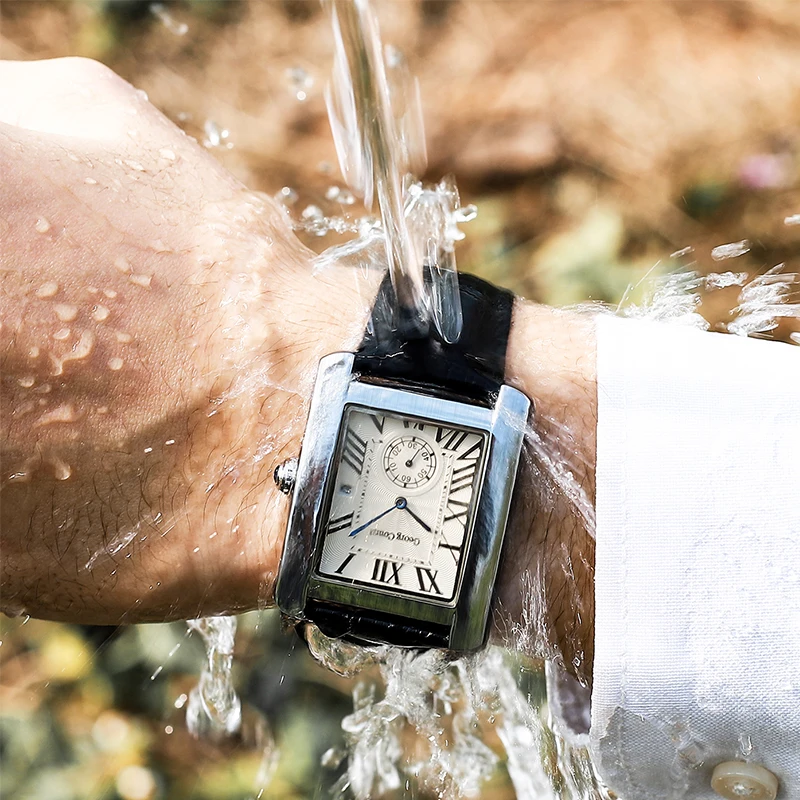 Модные элегантные квадратные мужские кварцевые часы Топ Бренд роскошные