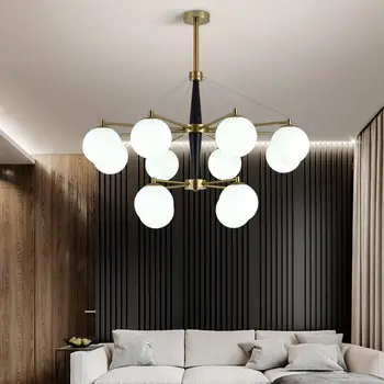 

Nordic Design Chandelier Lighting Modern Living Room Glass Lamp Kitchen Dining Room Home Decoration Light Fixtures Copper Lustre