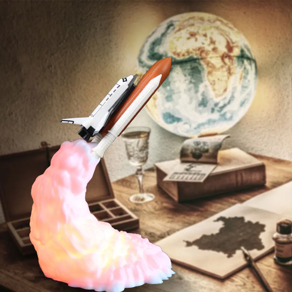

3D Printed Space Shuttle Lamp Night Light as Moon Lamp Rocket Lamp For Space Fans Room Decor