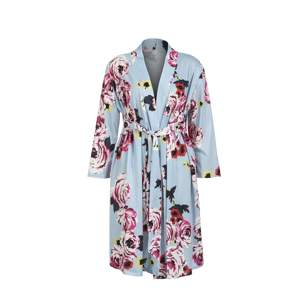 Для беременных женщин и молодых матерей одежда для сна женские цветочные кимоно Банный халат пижамы Ночная рубашка пижамы для сна - Цвет: Синий