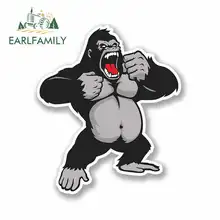 EARLFAMILY 13cm x 13cm Angry Gorilla Funny Car Stickers Waterproof Anime Vinyl JDM Bumper Trunk Truck Graphics Car Accessories