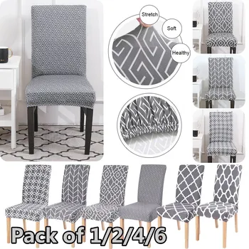 

Gray Printing Chair Cover Printed Stretch Anti-dirty Elastic Seat Cover used For Wedding Party Home Kitchen office living room