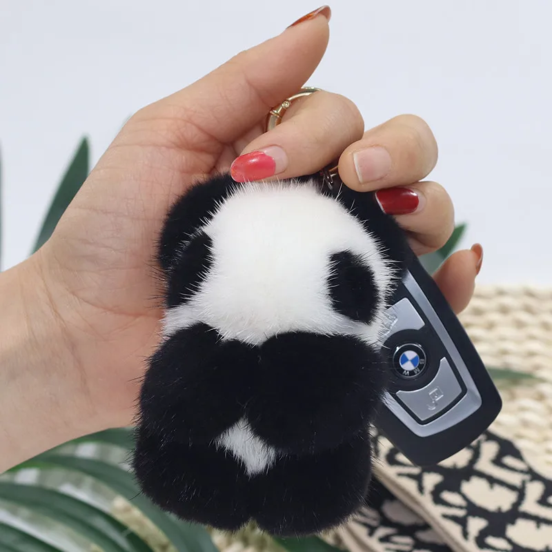 8 см норка панда натуральный мех брелок женский сумка с помпоном Шарм