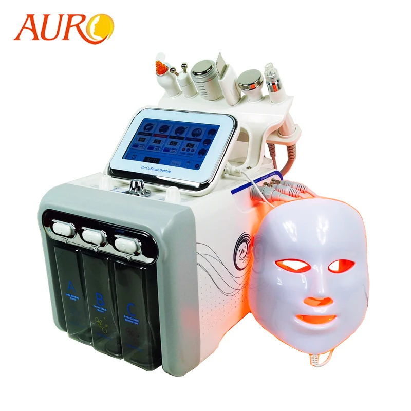 

AURO Ultrasonic H2O2 Hydro Water Diamond Peeling Oxygen Vacuum RF BIO Hydrafacial Beauty Machine with LED Mask and SKin Scrubber