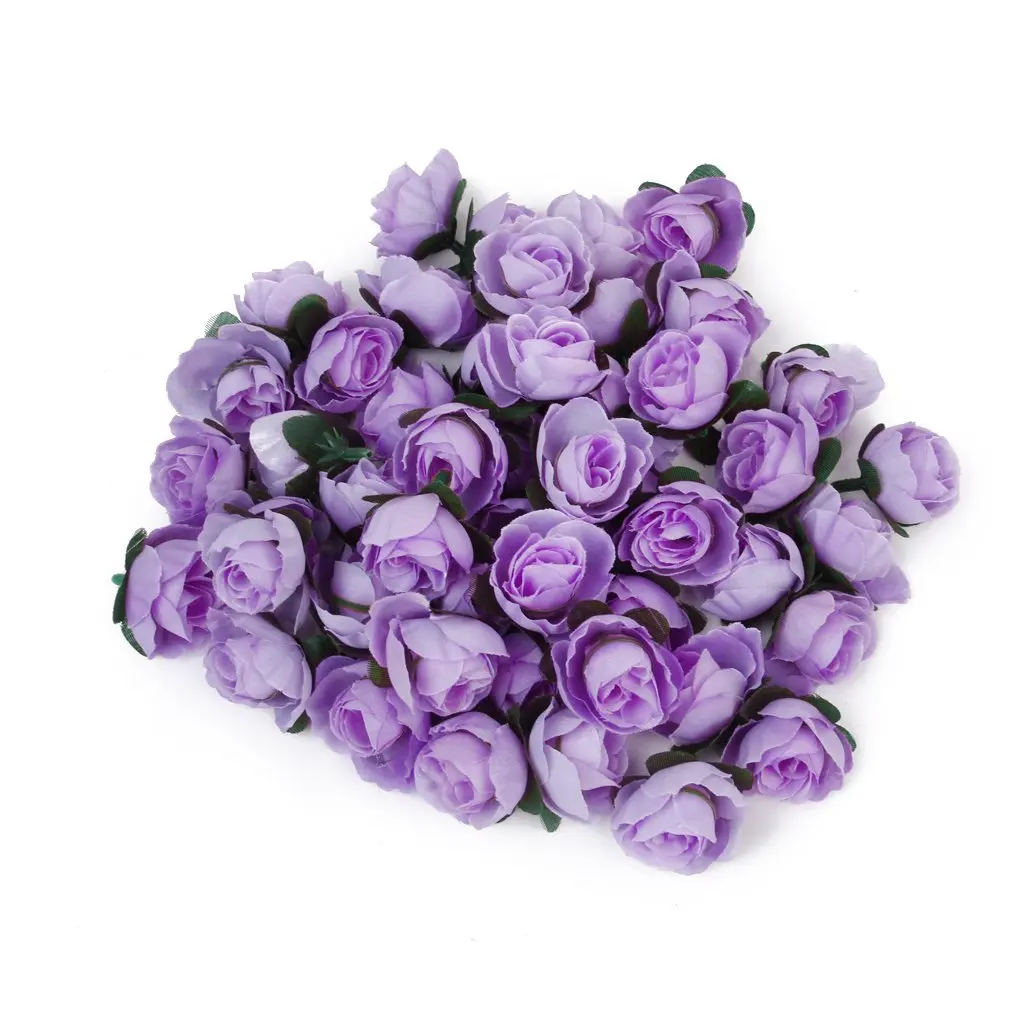 50 x DIY Artificial silk flower for home garden wedding decoration Purple