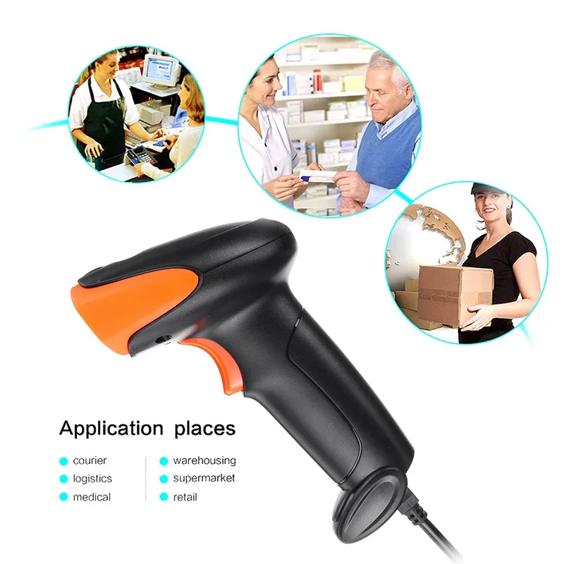 Scanner de Código de Barras Scanner para Supermercado Usb sem Fio Portátil Handheld Laser Luz Loja Win xp 7 8 10 Computador Pos 2.4g 1d - 2d Mod. 106392 4 2.4g 1d2d scanner de código de barras