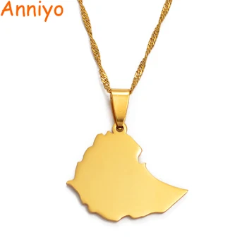

Anniyo 2.5CM Small Ethiopian Map Pendant Necklaces for Women/Girl,Gold Color Map Jewelry for Kids #006521N