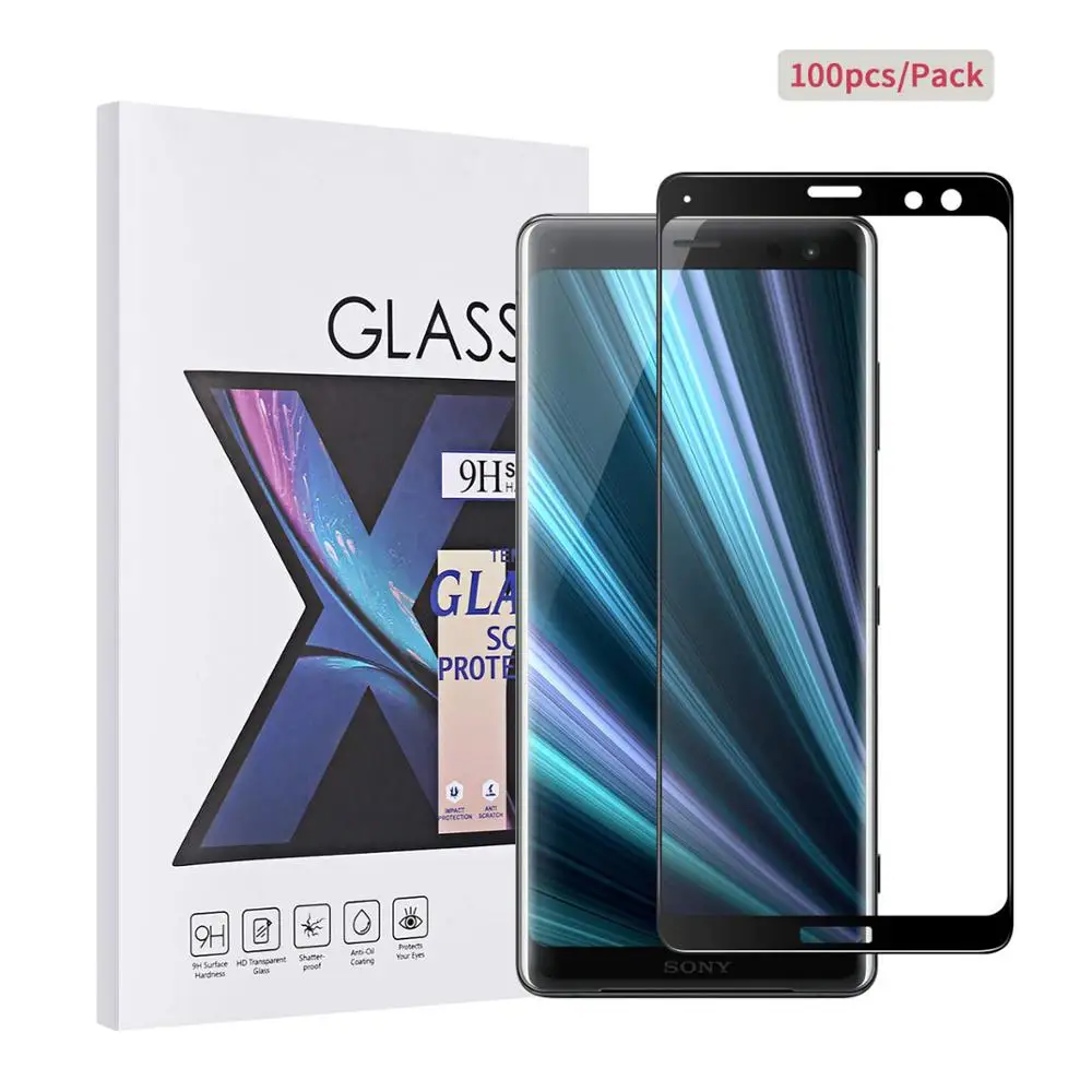 100 шт последний протектор экрана для SONY Xperia XZ3 Закаленное стекло пленка 9H Высокая твердость [Lastest изогнутый край]