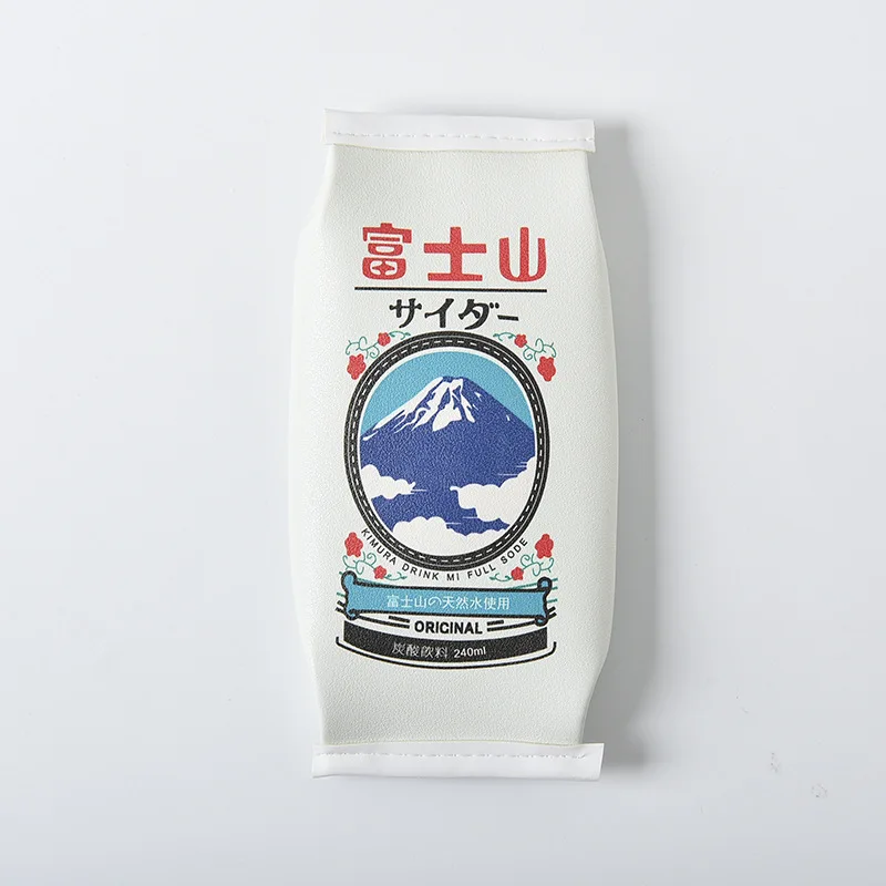 Mount Fuji Японский кожаный чехол для карандашей, школьные принадлежности, креативная коробка для карандашей в форме молока, большая емкость, забавная мультяшная сумка для хранения канцелярских принадлежностей - Цвет: Mount Fuji