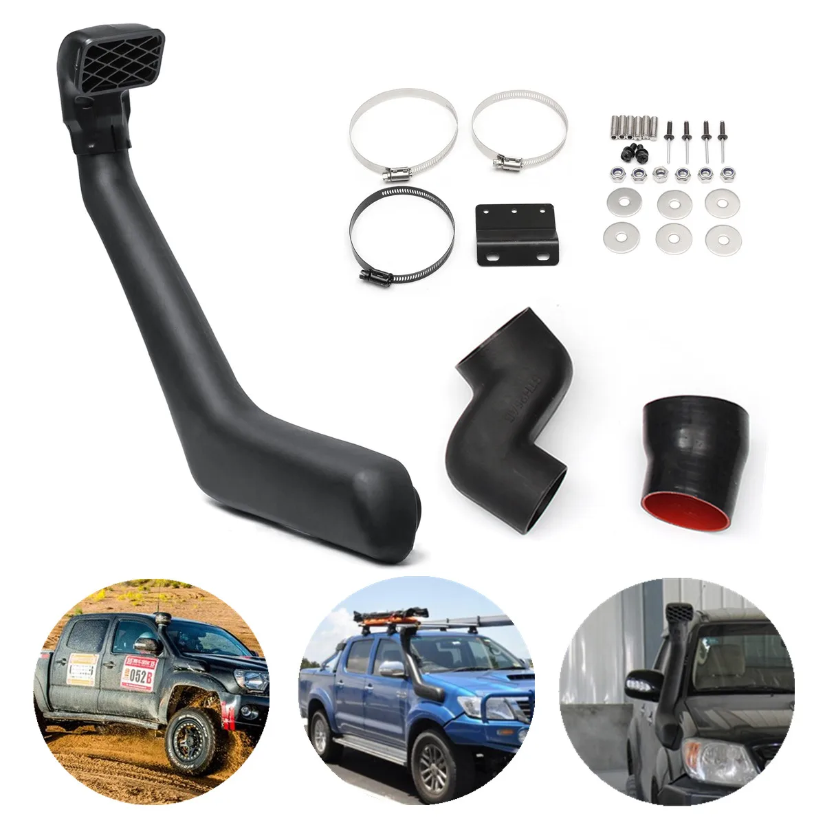 

Airr Raise Intake Snorkel for Toyota Hiluxx 25/26 SR/5 2005-2014 Petrol Diese Drainage Outlets Disperse Water Dust Increase Life