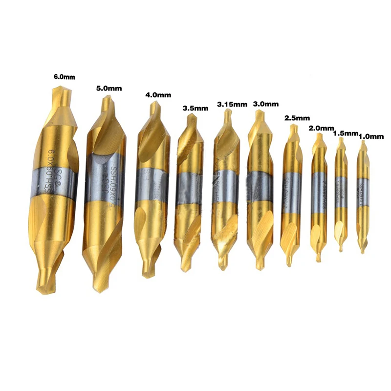 10 шт. HSS комбинированный центр сверла набор быстрорежущей стали зенковки угол 60 градусов для обработки Dremel из нержавеющей стали