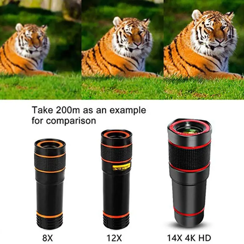 OOTDTY Универсальный клип на 12x оптический зум HD телескоп объектив камеры для мобильного телефона