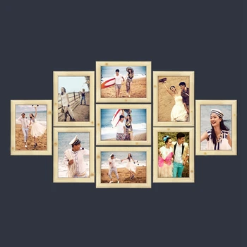 

9PC 7'' ABS+PVC Photo Frames For Home Living Room Wall Decoration Brown Natural Wood Color Wedding Photos Pictures Frames
