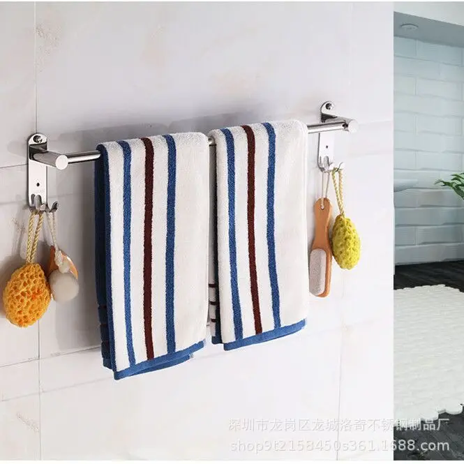 

Hole-Punched Towel Bar with Clothes Hook 304 Stainless Steel Towel Rack Hanging Rod Light Stainless Steel Clothes Hook Towel Bar