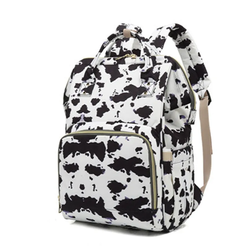 Fashion Lady Diaper Bags Cow Printed Baby Mummy Nappy Backpacks Multi-functional Large Capacity Family Travel Out Maternity Bags05