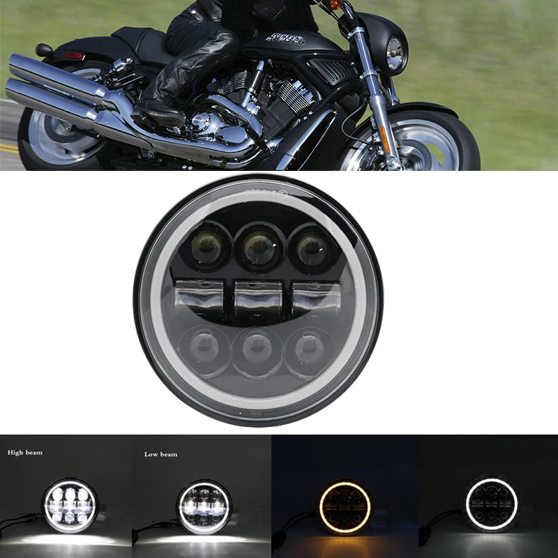 5-3/" 5,75 дюймов мотоцикл мото светодиодный проектор полный Halo фара для 5,75 дюймов мотоцикл