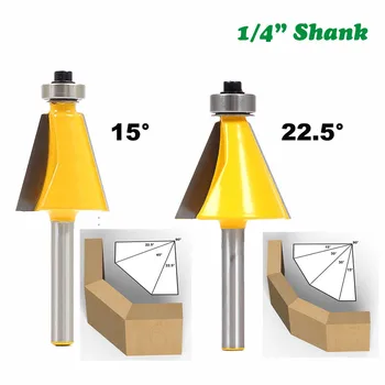 

1/4" Shank 15 Degree 22.5 Degree Chamfer Bevel Edging Router Bit Milling Cutter for Woodworking Bits milling tools MC01027