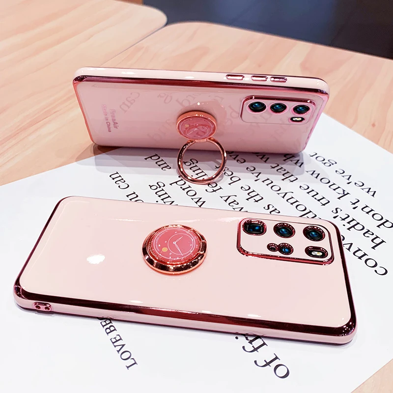 samsung cute phone cover Ốp Lưng Dành Cho Samsung Galaxy Samsung Galaxy Note 20 Cực S20 FE S10 A6 A7 A8 Plus J4 J6 J8 Thủ Mạ Mềm Mại nhẫn Giá Đỡ Bao Bọc Điện Thoại samsung silicone