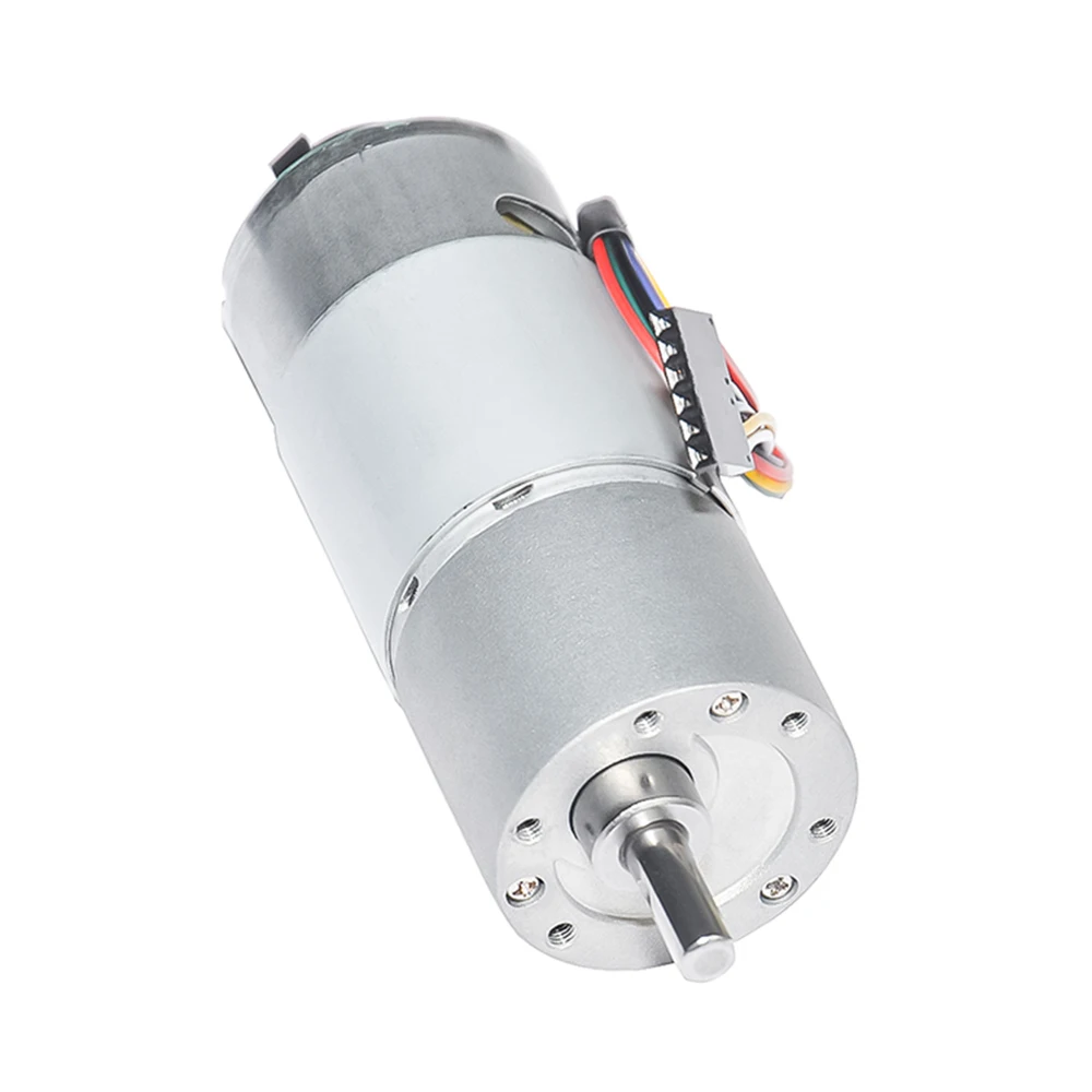 DC Geared Motor with Hall Encoder 12V 24V 10-900rpm Speed Optional Dia 37mm Output Shaft 6mm for DIY Engine Robot 37GB555H