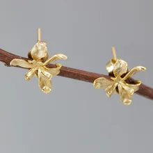 INATURE винтажные 925 пробы серебряные серьги-гвоздики с цветком ириса для женщин Свадебные ювелирные изделия