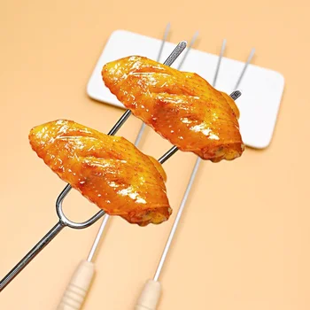 

Barbecue tool accessories BBQ stainless steel U-shaped grill ham sausage meat fork outdoor string chicken wings stick 10pcs