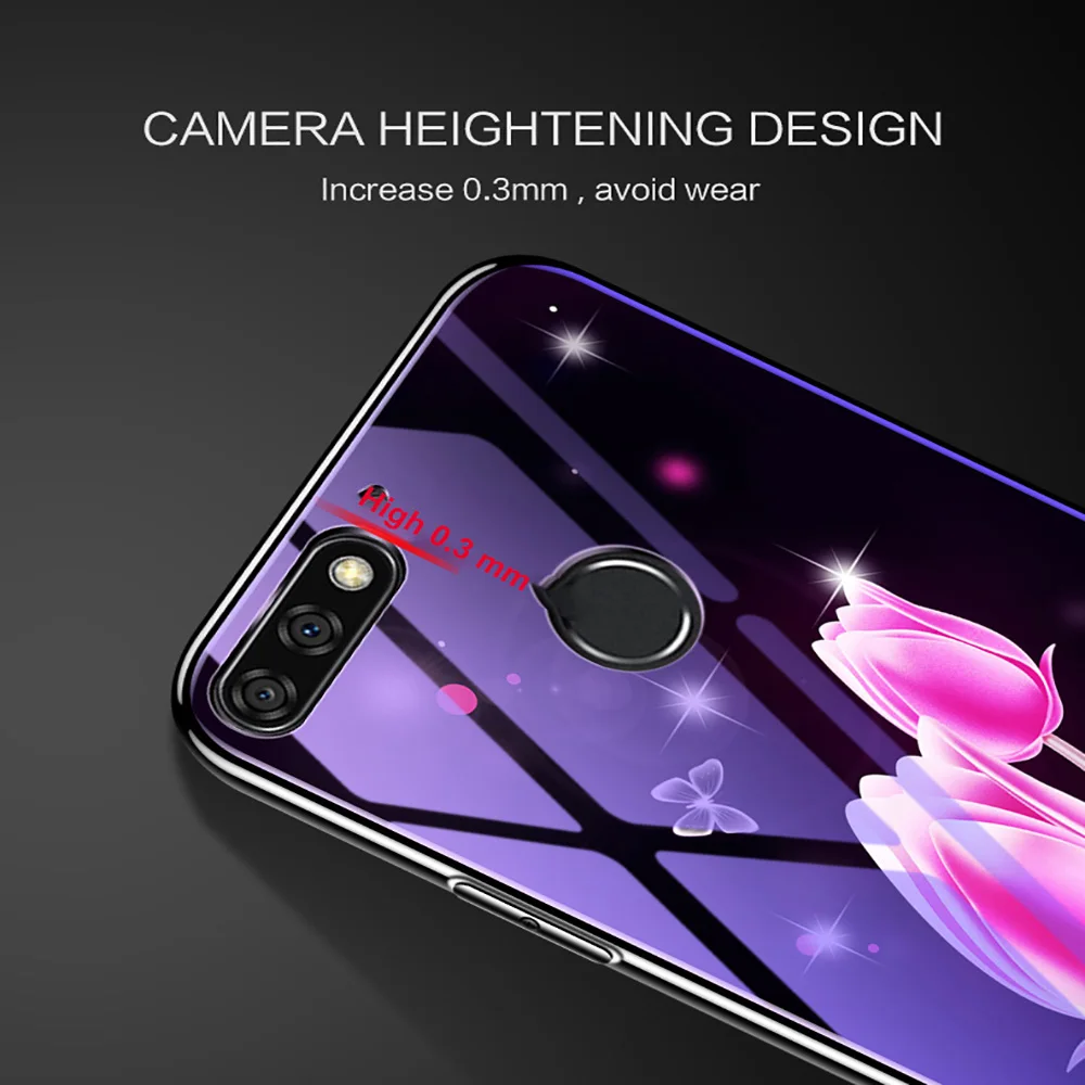 Чехол из закаленного стекла для телефона для huawei Honor 8x 7A 7c Honor 8 9 10 20 Honor V10 9 8 чехол s Покрытие синий светильник роскошный чехол Fundas