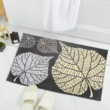 Bathroom Mat Anti Slip Bathtub Side Carpet Absorbent Entrance Doormat Soft Crystal Velvet Leaf Pattern Bathroom Accessories