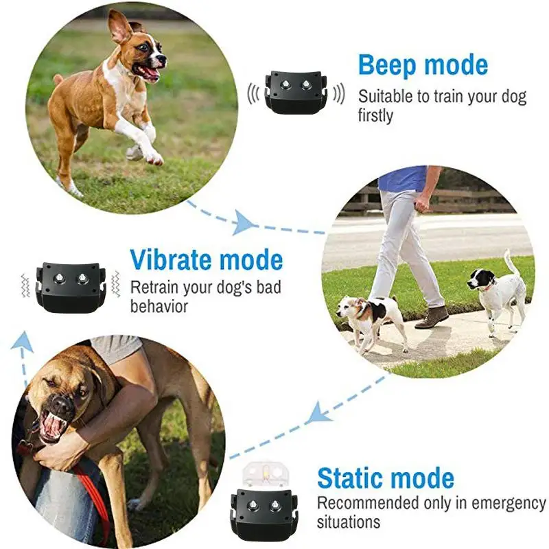 Электрический ударный Вибрационный тренировочный ошейник для собак наборы перезаряжаемый непромокаемый 350 м дистанционный звуковой сигнал/вибрация/Статическая стимуляция