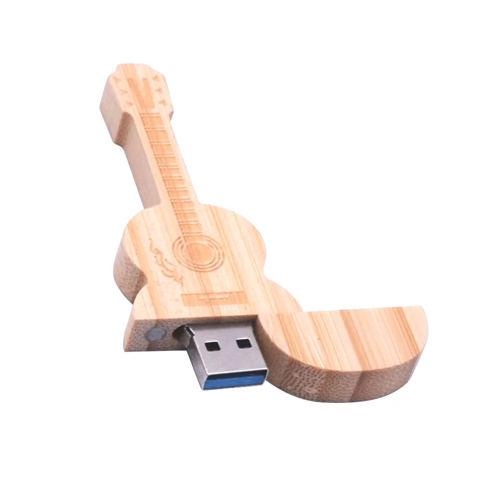 Usb флеш-накопитель Usb 3,0 гитара флеш-накопитель из дерева реальная емкость 8 ГБ 32 ГБ 64 Гб высокоскоростная карта памяти Флешка логотип на заказ свадьба - Цвет: bamboo