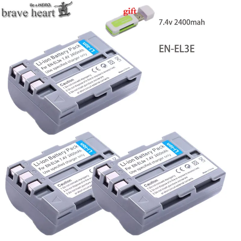 Высокое качество EN-EL3e RU EL3e 7,4 V 2400 мА/ч, Камера батареи для Nikon ENEL3E RU EL3E D30 D50 D70 D90 D70S D300