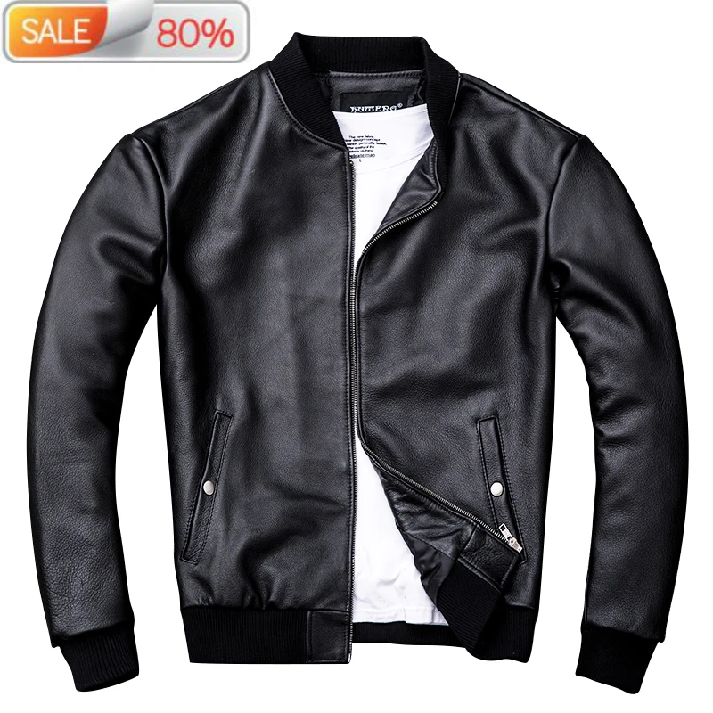 

Genuine Jacket Men Clothes 2020 Vintage Real Cow Leather Jackets Plus Size XXXXL Coat Jaqueta De Couro ZL402