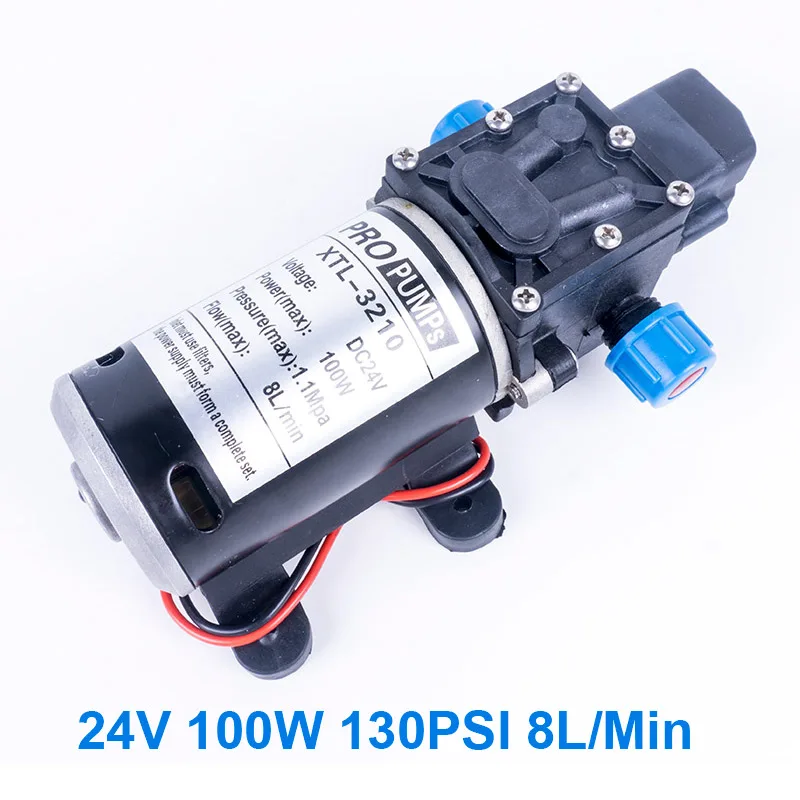 DC 24V 100W 130PSI 8L/мин Автоматический выключатель давления диафрагмы высокого давления самовсасывающий мини Электрический водяной насос для спринклеров - Напряжение: Pressure switch type